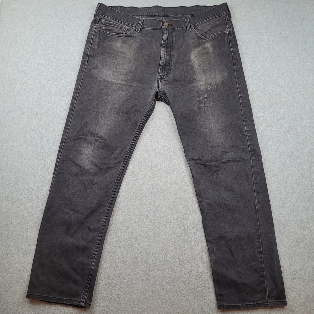 Levi's 505 Regular‎ Fit Jeans Mens 40x32 Black Distressed Straight Leg Denim